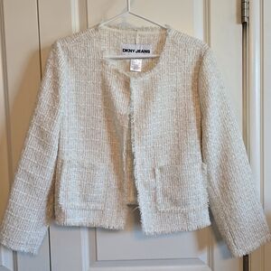 DKNY Women's Textured Cream Blazer